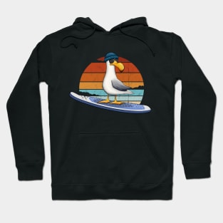 Retro Sunset Casual Stand Up Paddling Seagull SUP Hoodie